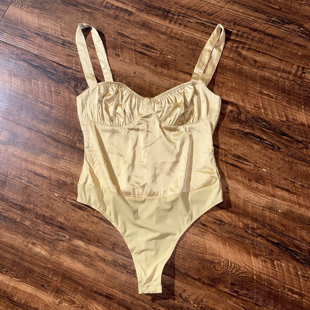 Danielle Bernstein Gold Ruched Tank Bodysuit Women's Size 8 NEW $69